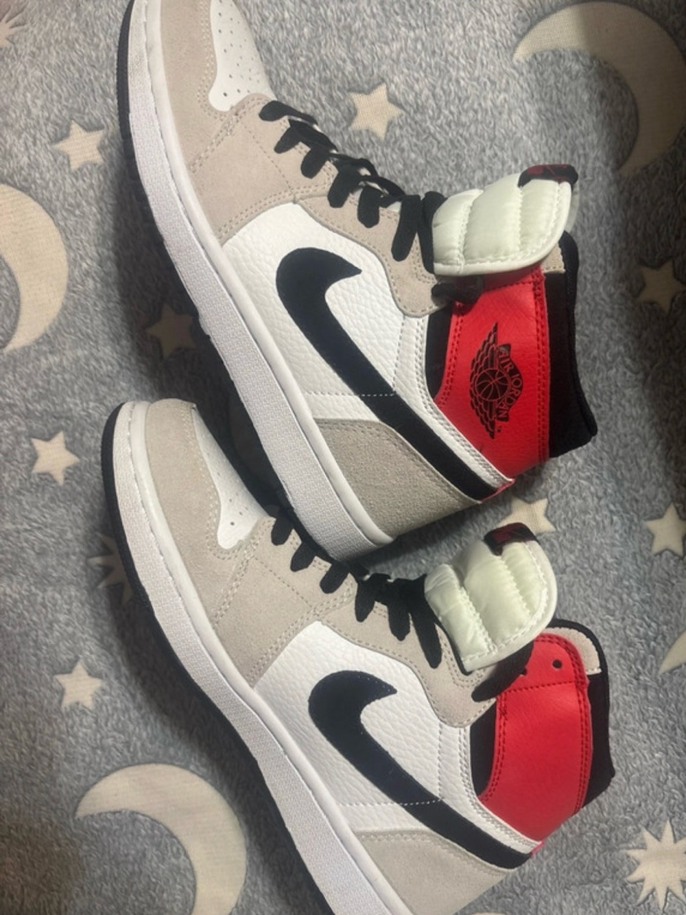Jordan Kids High-Top Sneakers in White, Black & Red